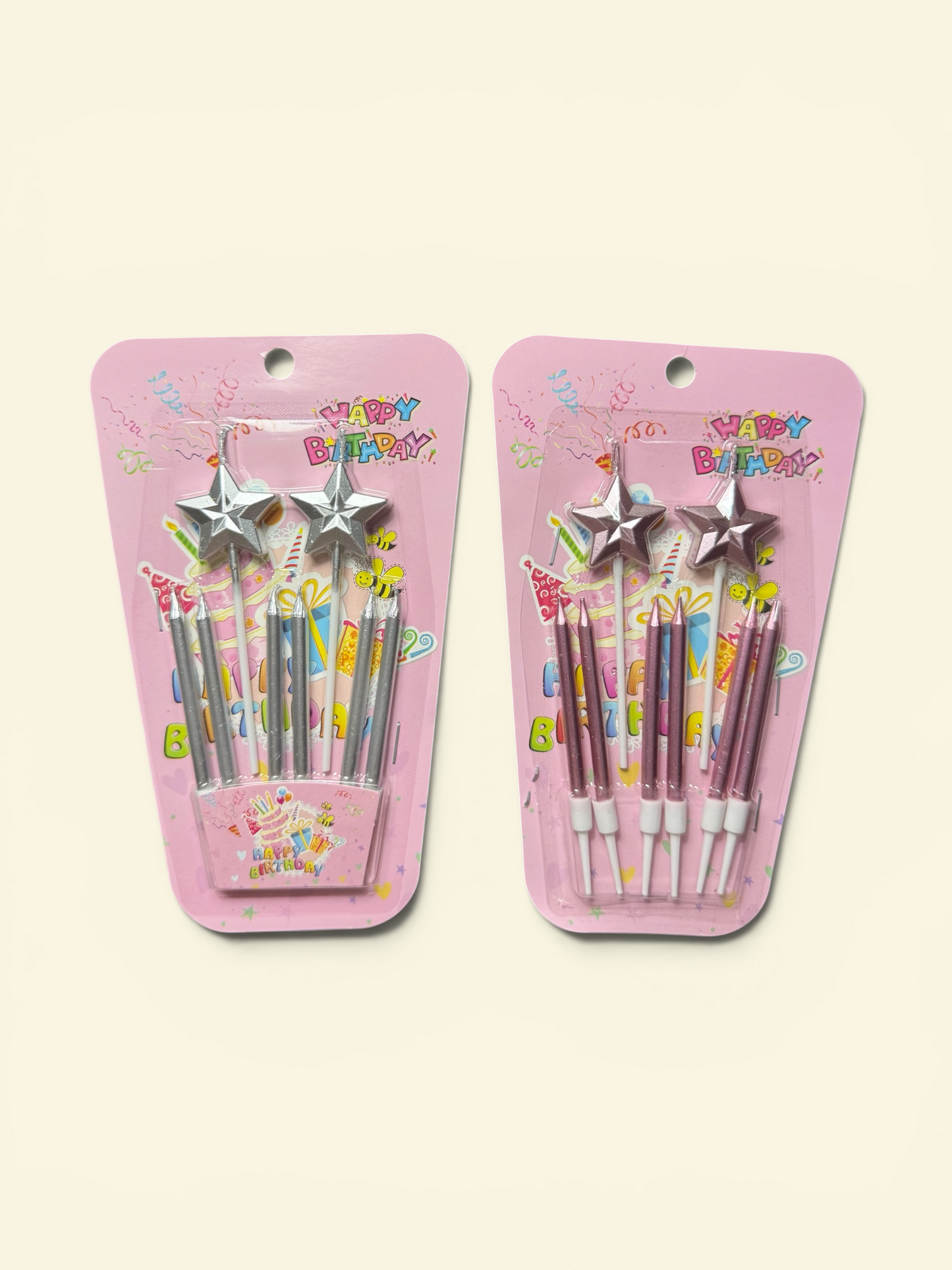Silver Stars Birthday Candles