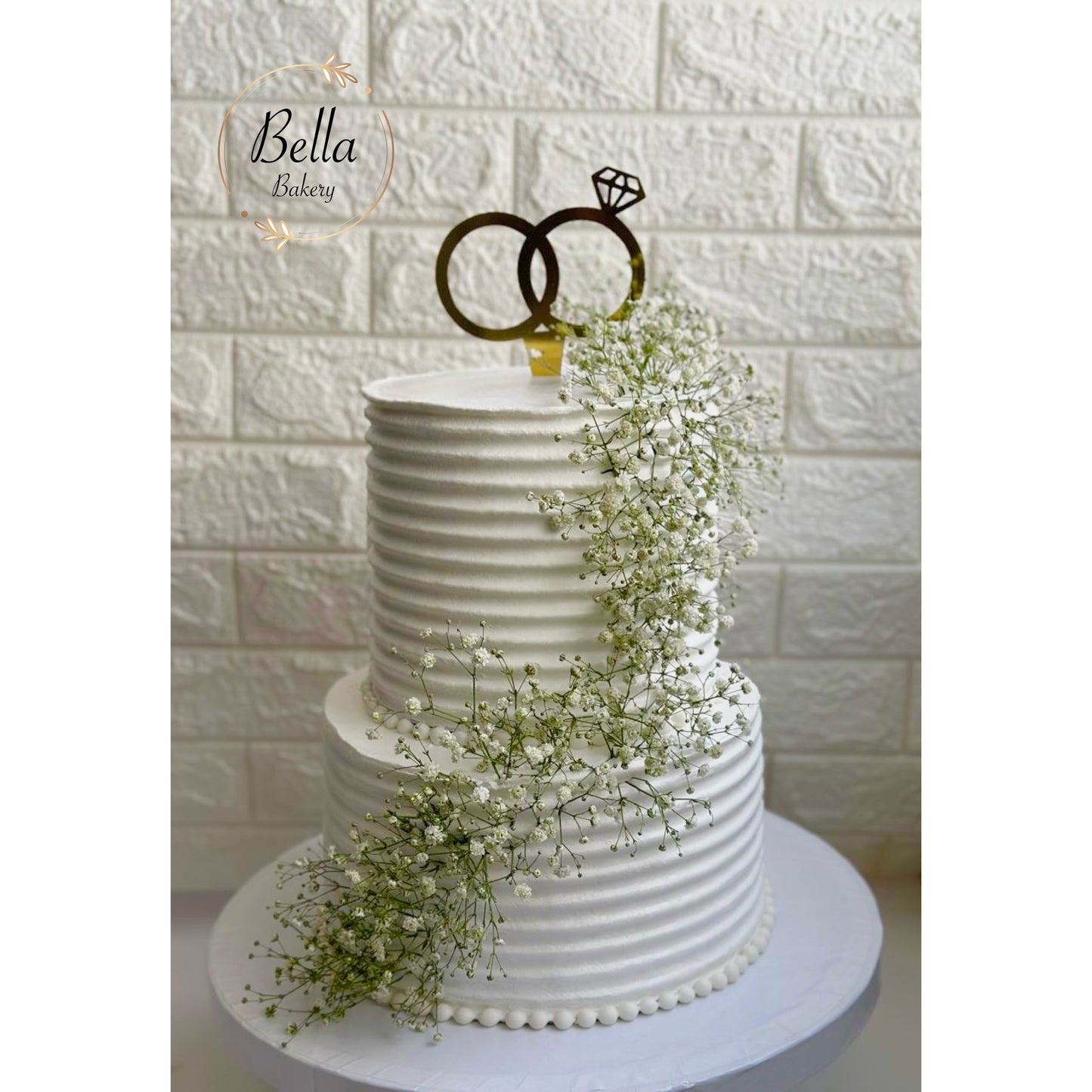 Engagement Cake 2 Layer with baby flower