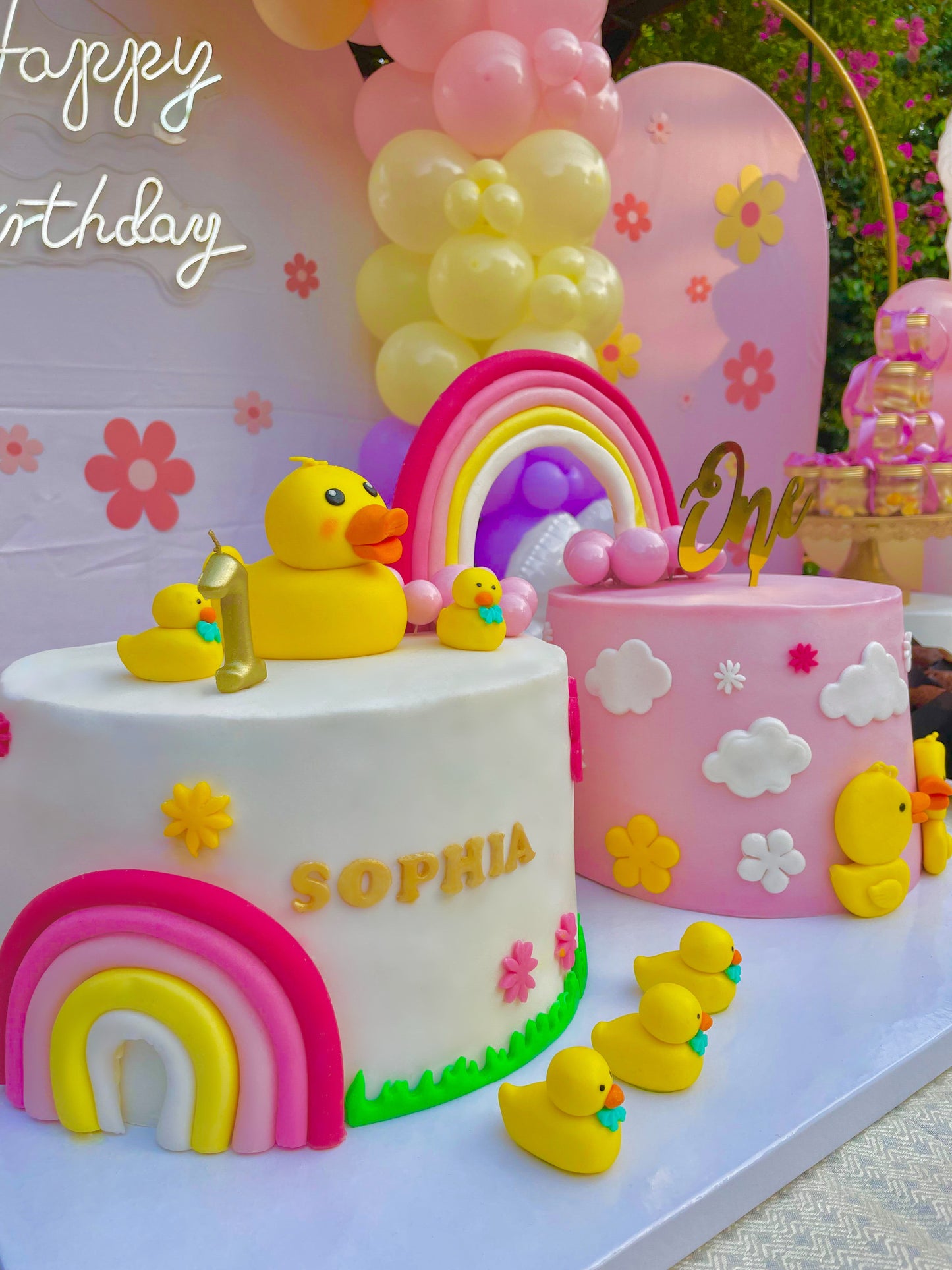 Customized Connected Ducky Birthday Cakes