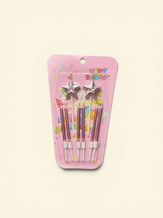 Pink Stars Birthday Candles