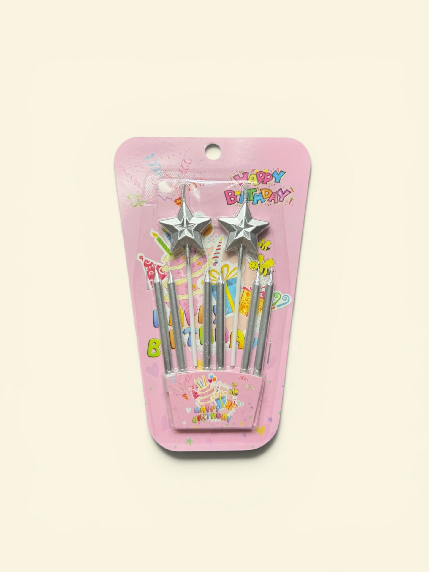 Silver Stars Birthday Candles