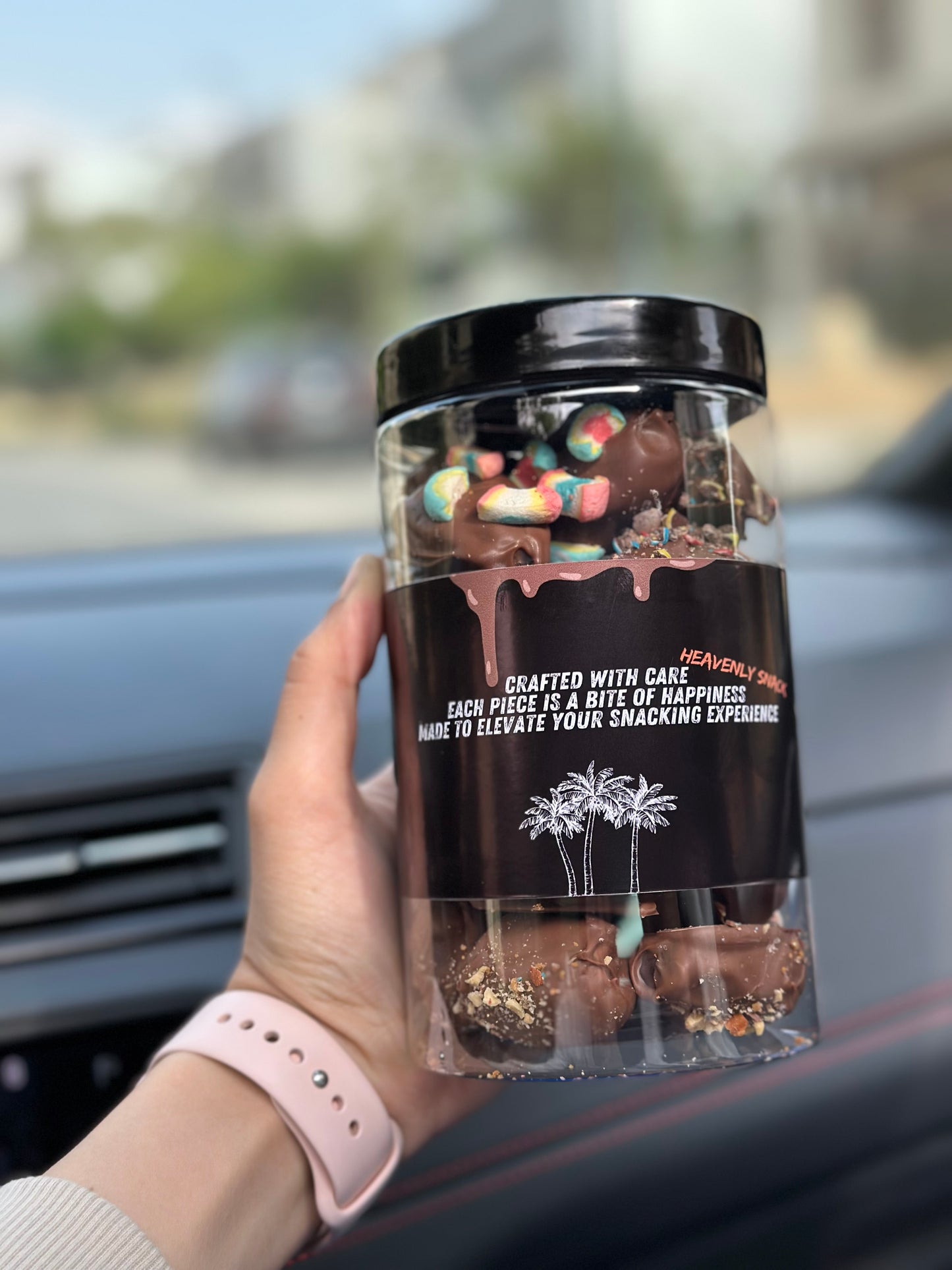 Natural Chocolate Date jar with Marshmallows & Nutes