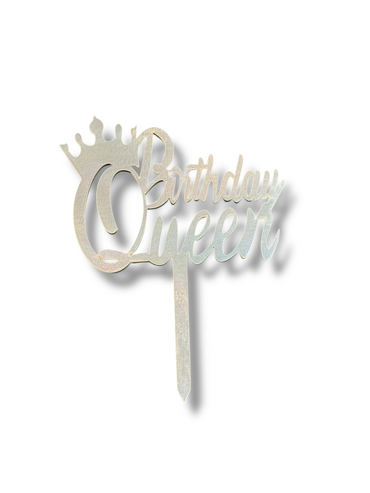 Silver birthday queen topper