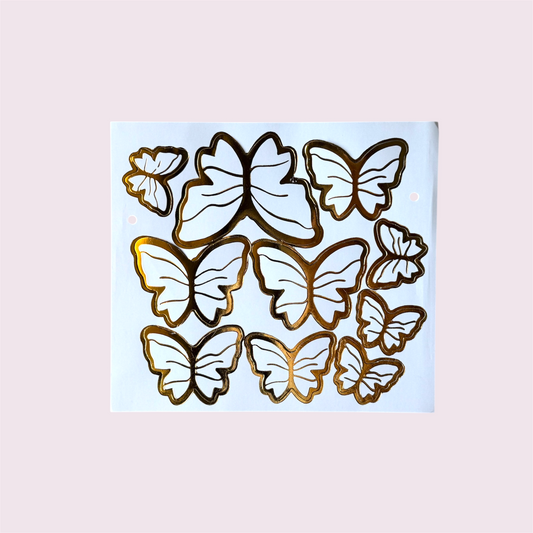 White and Gold Butterfly Cake Decorations